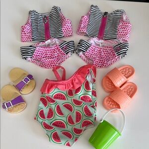 American Girl Pink and Black Swimwear Set